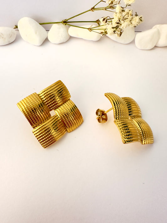 Aros Cuadrados  Vintage - Gold