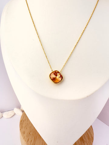 Collar Cristal Cuadrado Ámbar