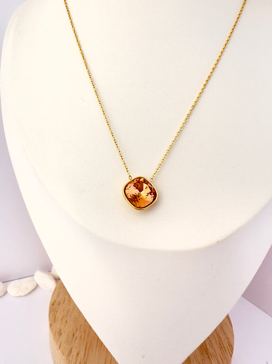 Collar Cristal Cuadrado Ámbar