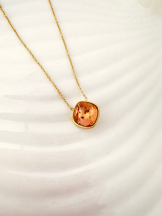 Collar Cristal Cuadrado Ámbar