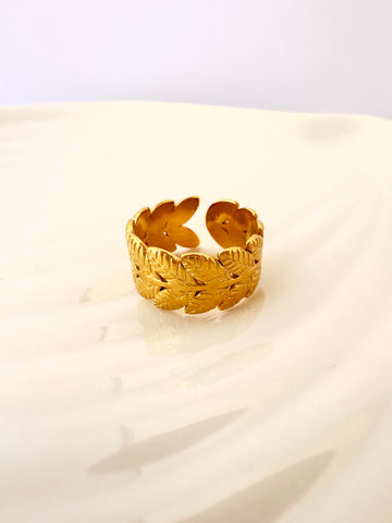 Anillo Hojas Doradas - Ajustable