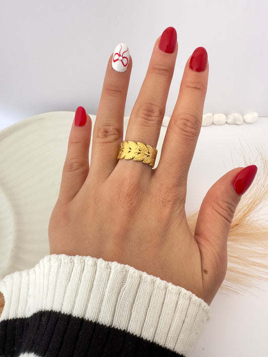 Anillo Hojas Doradas - Ajustable