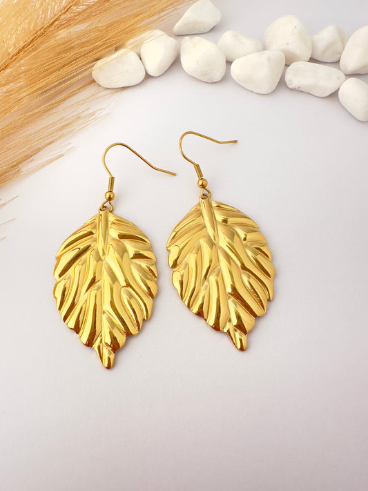 Pendientes Hoja Dorada