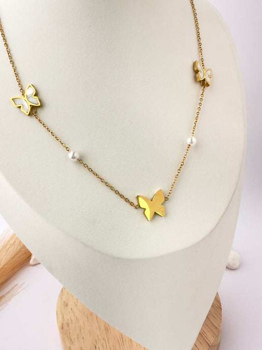 Collar Mariposas y Perlas