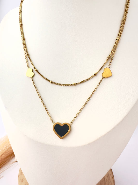 Collar Doble con Dije de Corazón