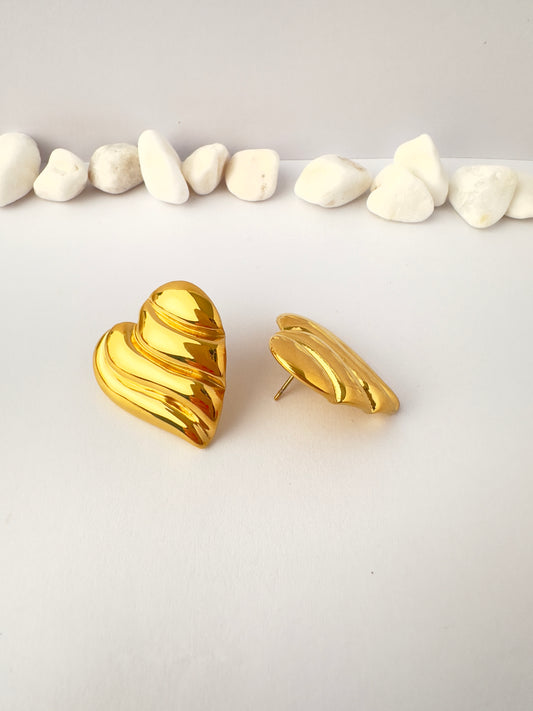 Aros Dorados Corazón Wave