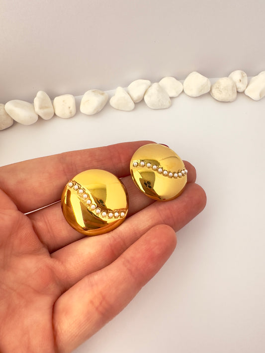 Aros Esfera con Detalle de Perlas