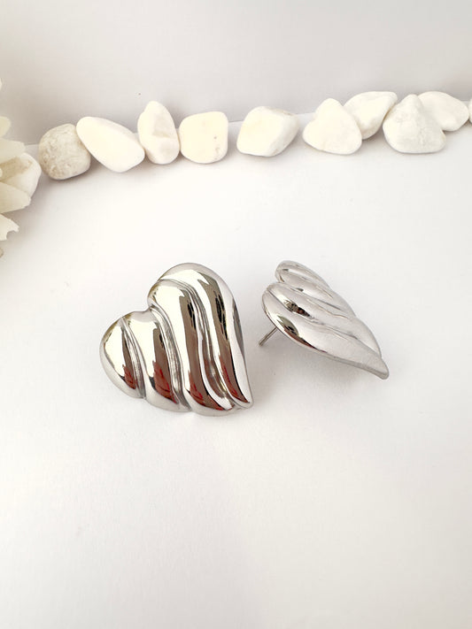 Aros Corazón Metálico elegante