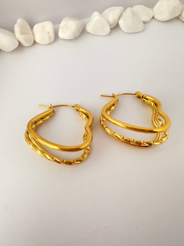 Argollas Doble Corazón Dorado
