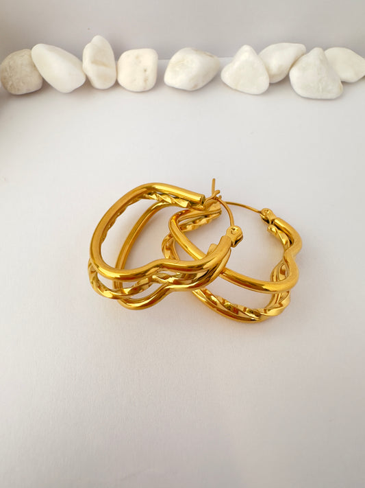 Argollas Doble Corazón Dorado