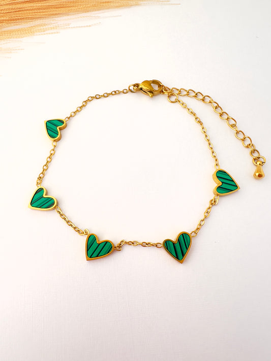 Pulsera Corazones Verde elegance