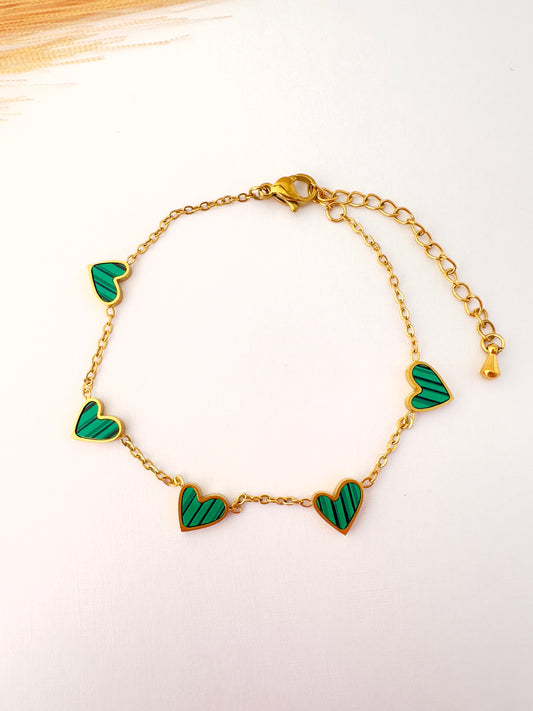 Pulsera Corazones Verde elegance