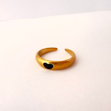 🖤 Anillo Corazón Negro - Ajustable