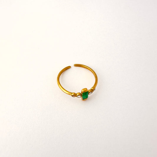 🟢 Anillo esmeralda Aurora - Ajustable