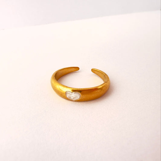 Anillo corazón nacarado - Ajustable