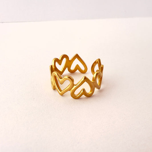 Anillo de Corazones Gold - Ajustable