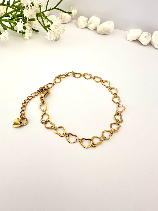 Pulsera de Corazones Gold