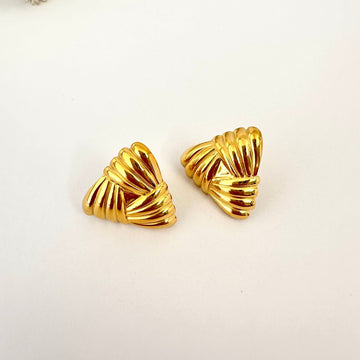 Pendientes Dorados Triángulo Esculpido
