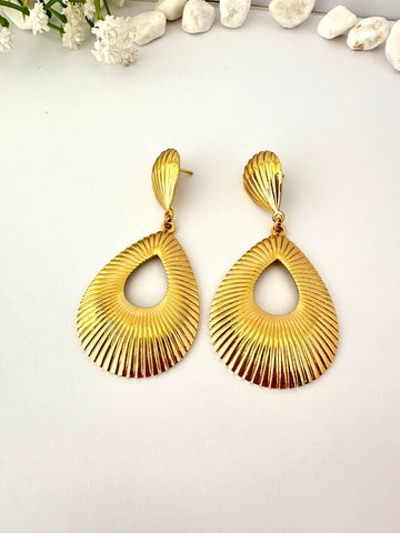 Pendientes Oro Gota Radiante - 4,5cm