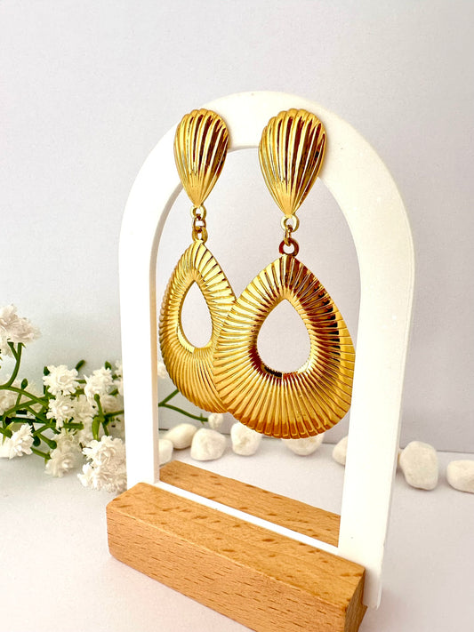 Pendientes Oro Gota Radiante - 4,5cm