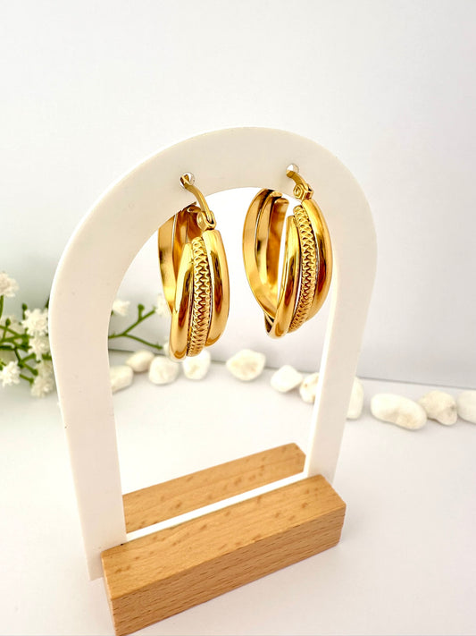 Argollas Oro Detalle Texturizado - 3,1cm