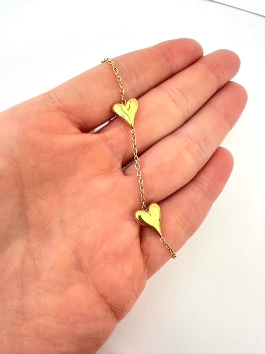 Pulsera Tres Corazones Gold