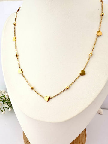 Cadena de Corazones Oro