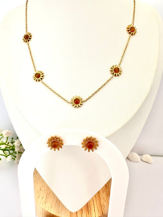 Conjunto Flor de Ámbar y Oro