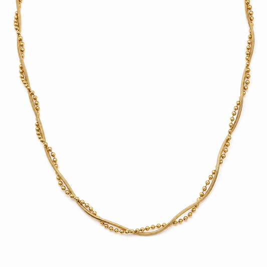 Cadena Doble Esferas Aura - Enchape de Oro 18k