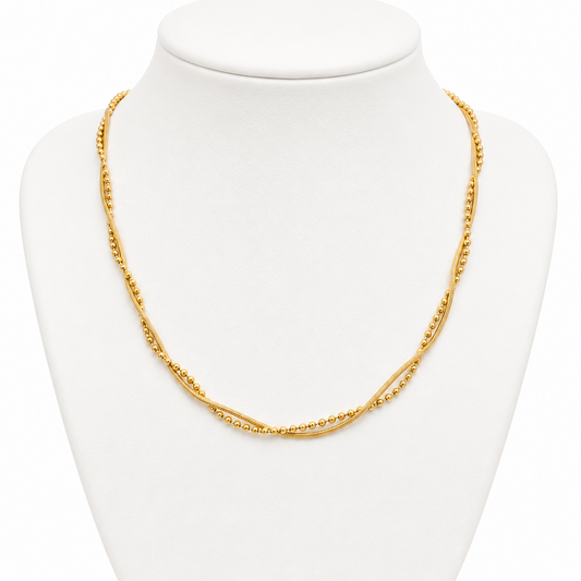 Cadena Doble Esferas Aura - Enchape de Oro 18k