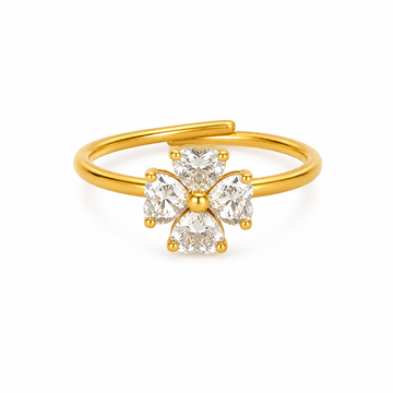 Anillo Floral - Ajustable - Enchape de Oro 18k