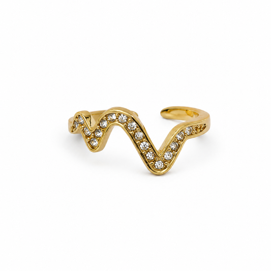 Anillo Onda Brillante - Ajustable - Enchape de Oro 18k