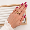 Anillo doble corazón - Ajustable - Enchape de Oro 18k