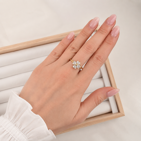 Anillo Floral - Ajustable - Enchape de Oro 18k