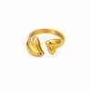 Anillo doble corazón - Ajustable - Enchape de Oro 18k