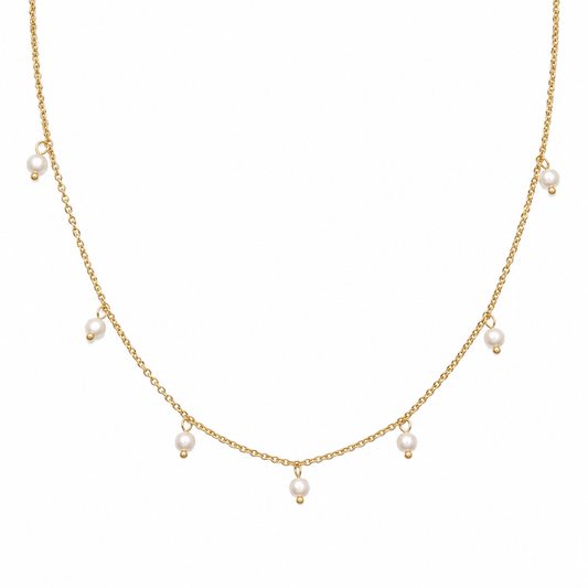 Collar Perlas Colgantes - Enchape de Oro 18k