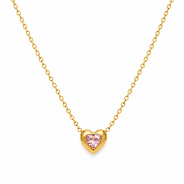 Collar Corazón Rosa Amour - Enchape de Oro 18k