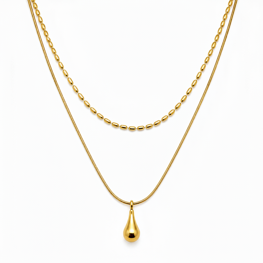 Collar Doble Gota - Enchape de Oro 18k