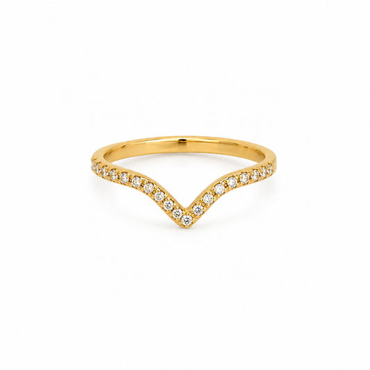 Anillo Chevron Brillante - Enchape de Oro Premium 18k