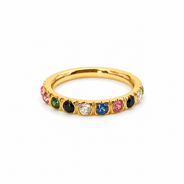 Anillo Cintillo Arcoíris - Enchape de Oro Premium 18k