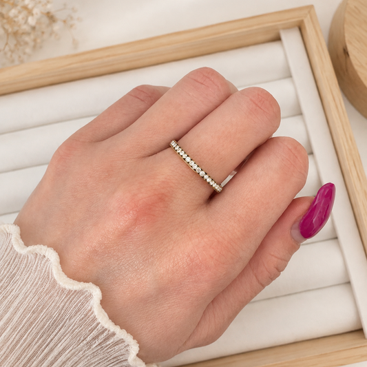 Anillo Cintillo Brillante - Enchape de Oro 18k