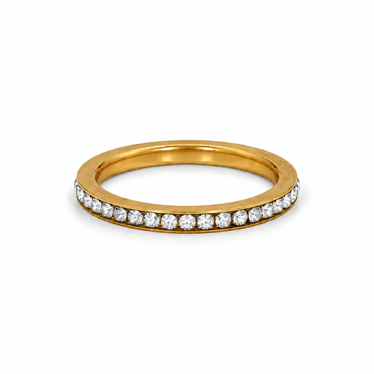 Anillo Cintillo Brillante - Enchape de Oro 18k
