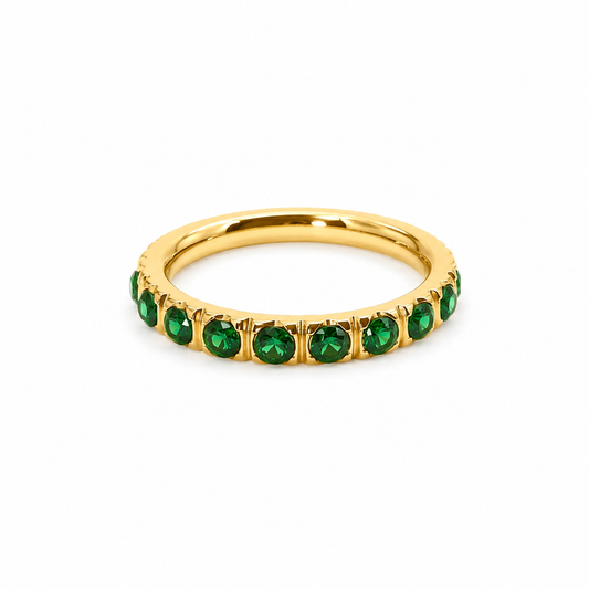 Anillo Cintillo Esmeralda - Enchape de Oro Premium 18k