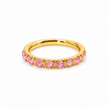 Anillo Cintillo Rosa - Enchape de Oro Premium 18k