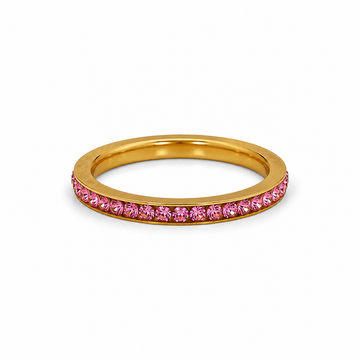 Anillo Cintillo Rosa Delicado - Enchape de Oro 18k