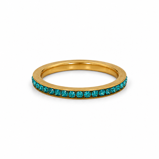 Anillo Cintillo Turquesa - Enchape de Oro 18k