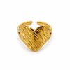 Anillo Corazón Texturizado - Ajustable - Enchape de Oro 18k