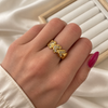 Anillo Corazones Brillo - Ajustable - Enchape de Oro 18k