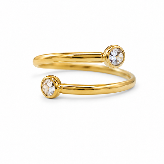 Anillo Doble Punto de Luz - Ajustable - Enchape de Oro 18k