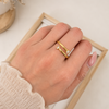 Anillo Doble Punto de Luz - Ajustable - Enchape de Oro 18k